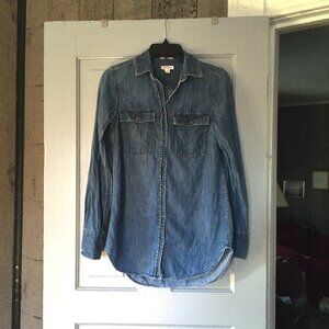Denim Button Down Cotton Overshirt | XS